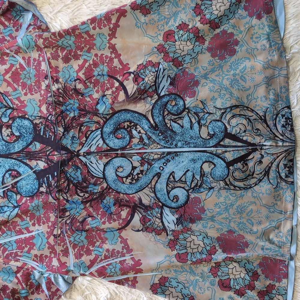 Y2K Oneworld Blue Pink Butterfly Embroidery Flutter Sleeve Fairycore Top Medium - Picture 9 of 13